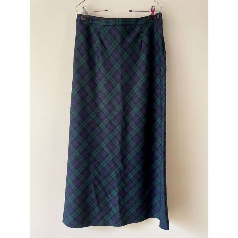 vintage J Crew tartan holiday skirt maxi skirt size M 8/10 100% wool fully lined